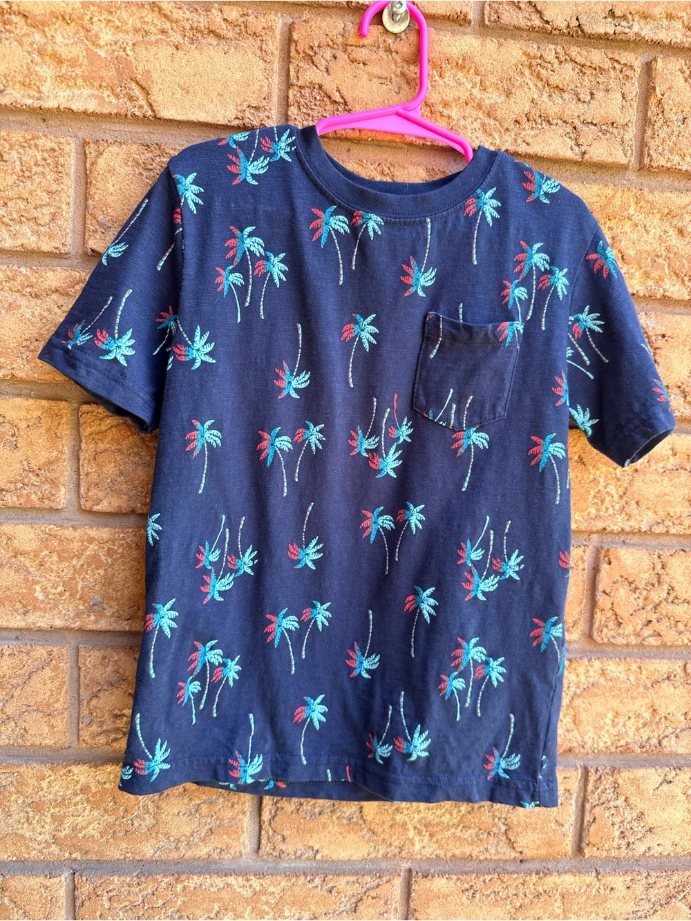 10/$25 • George Navy Palm Tree Print Pocket Detail Cotton T-Shirt